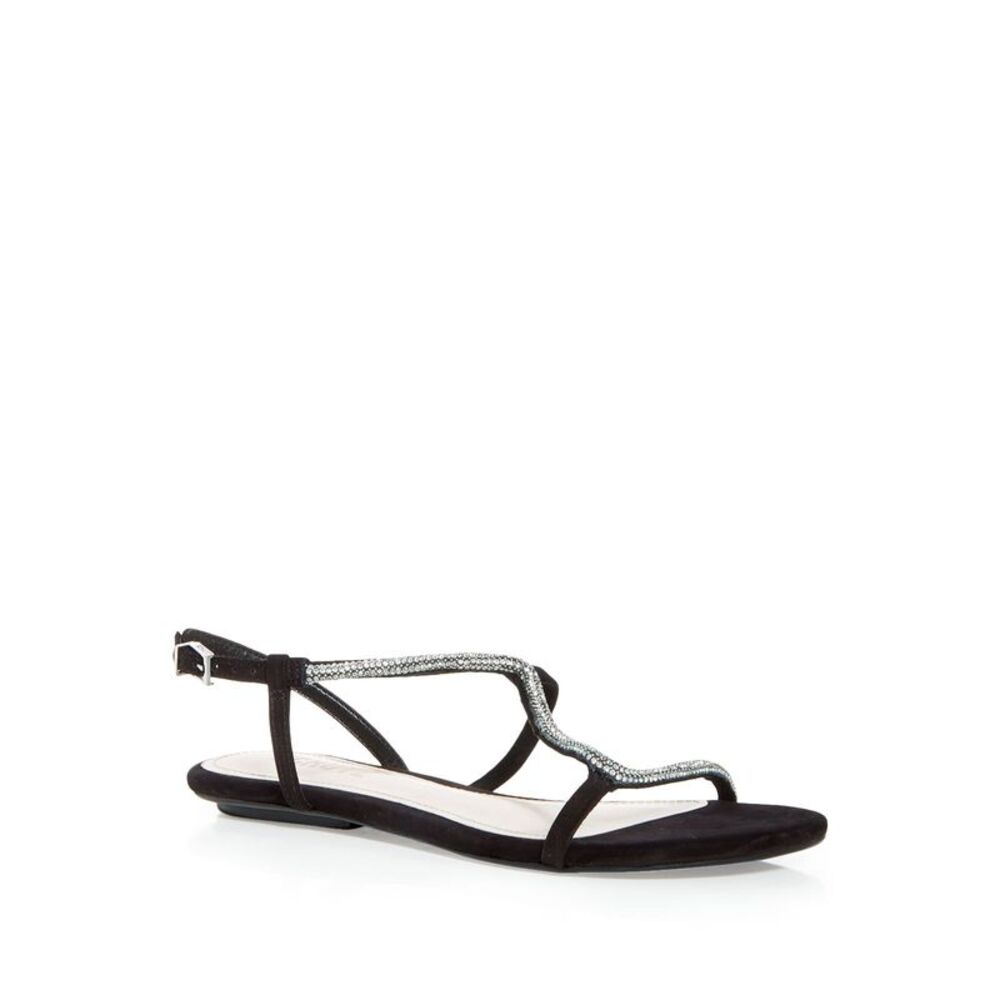 SCHUTZ Womens Black Rhinestone Agaviny Round Toe Leather Slingback Sandal 6.5 B